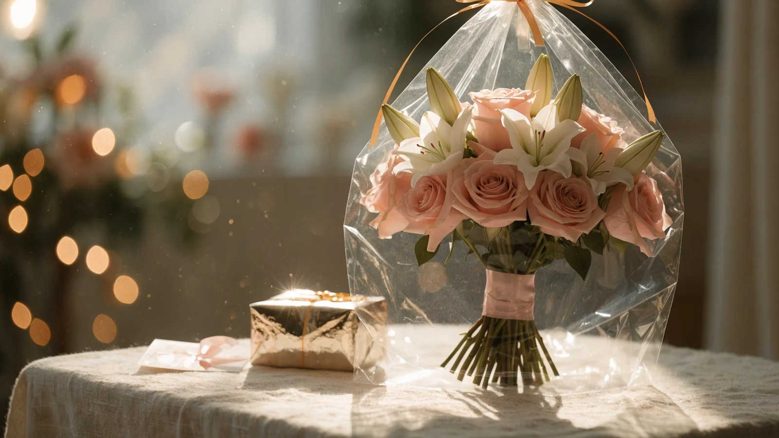 Pink roses and lilies bouquet for Vietnamese Women's Day