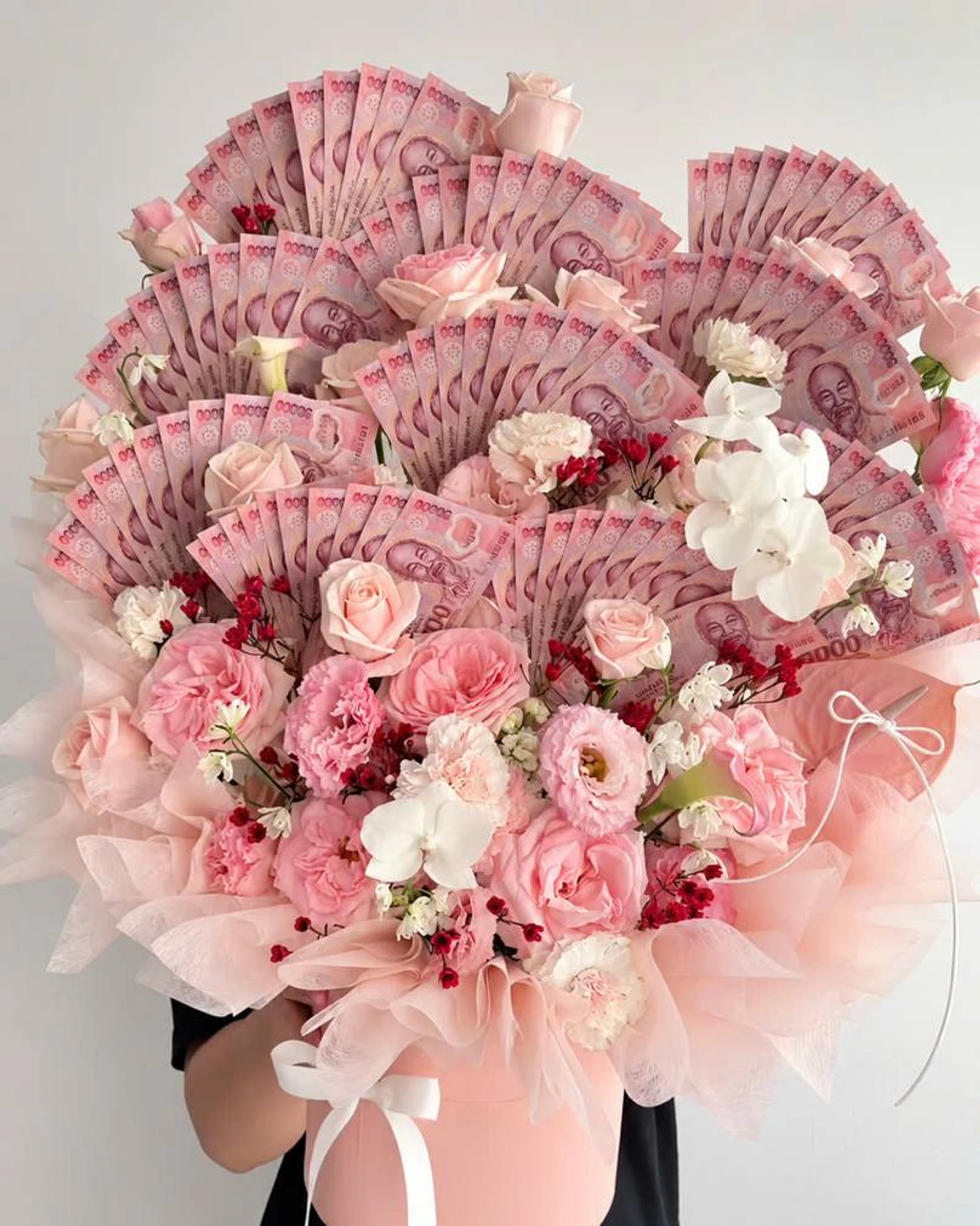 粉色钞票花盒